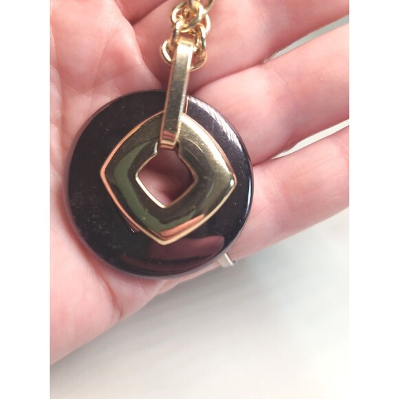 Vintage Liz Claiborne Gold Tone Necklace Deep Purple Pendant 20" - Picture 3 of 8